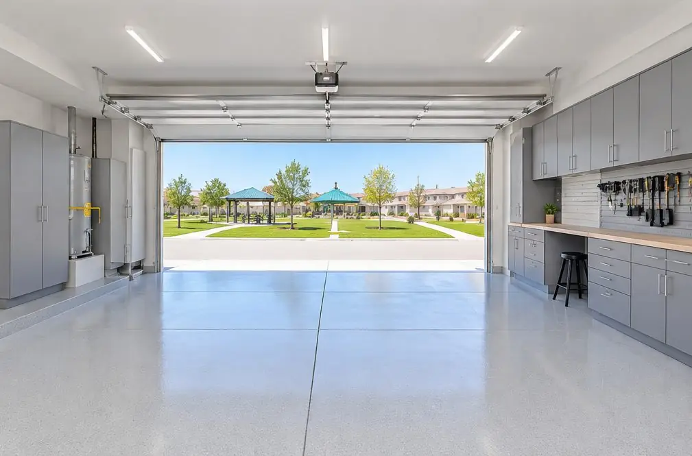 Illustration: a garage with storage in a typical Heritage Lake home