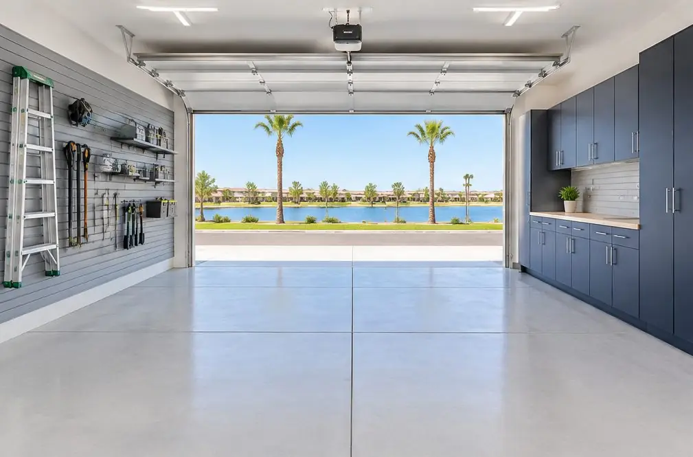 Illustration: a garage with storage in a typical Menifee Lakes home