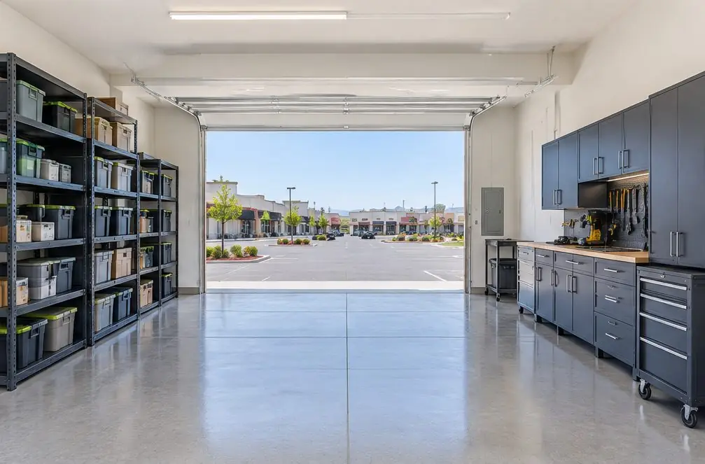 Illustration: a garage with storage in a typical Menifee Town Center and the Newport Road corridor home