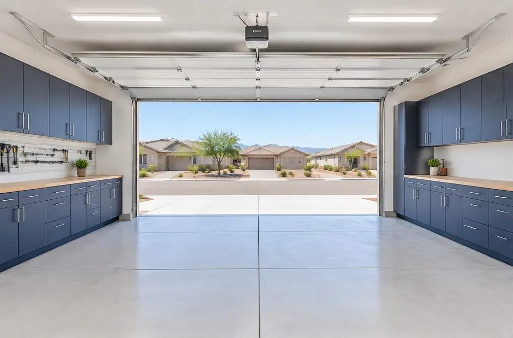 Illustration: a garage with storage in a typical Sun City home